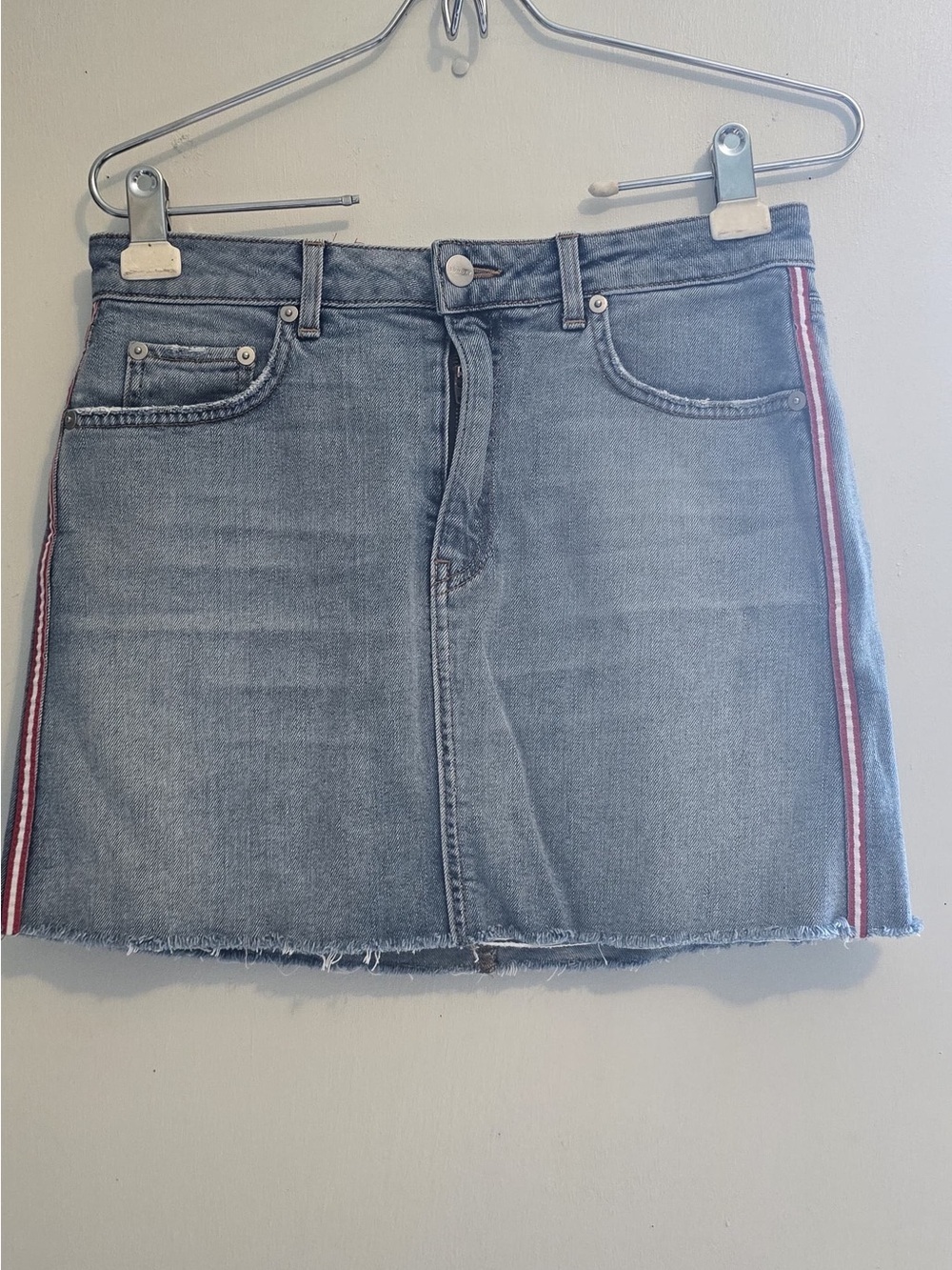 Sundry Light Blue Denim Skirt with Contrast Stitching - Picture 6 of 14